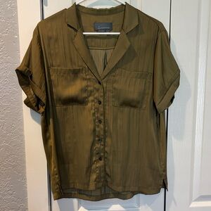 Anthropologie Olive Button-Down Shirt
